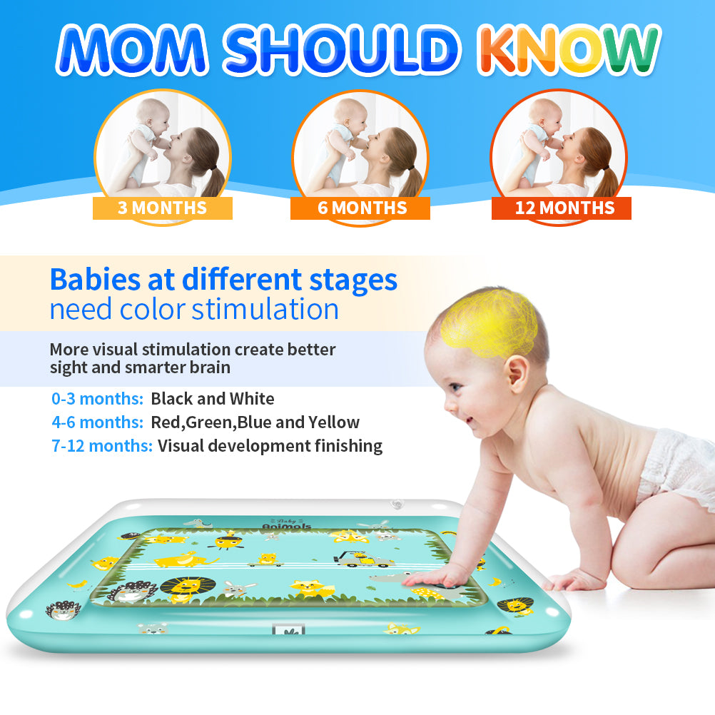 Tapis d'Eau Gonflable Tummy Time pour Bébé (1 Mois - 24 Mois)