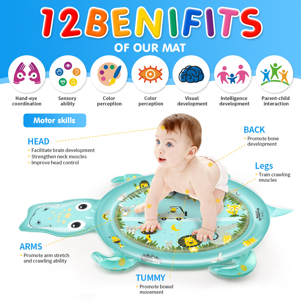 Tapis d'Eau Gonflable Tummy Time pour Bébé (1 Mois - 24 Mois)