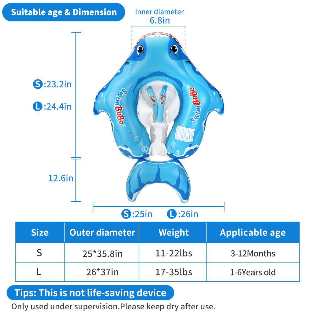 Bouée Bébé Swimbobo Gonflable avec Parasol et queue (3 Mois - 6 Ans)
