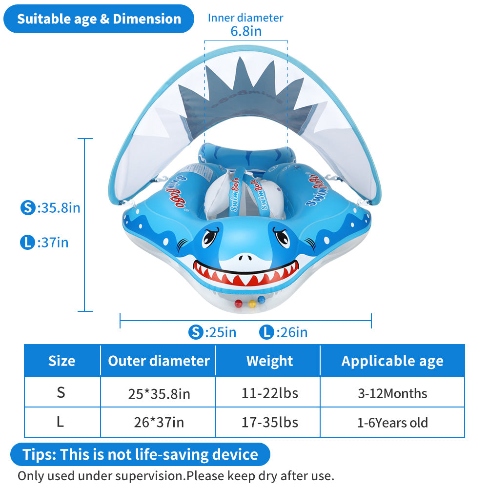 Bouée Bébé Swimbobo Gonflable avec Parasol et queue (3 Mois - 6 Ans)