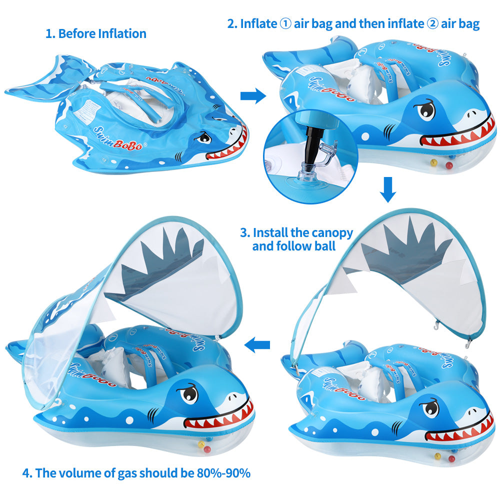 Bouée Bébé Swimbobo Gonflable avec Parasol et queue (3 Mois - 6 Ans)