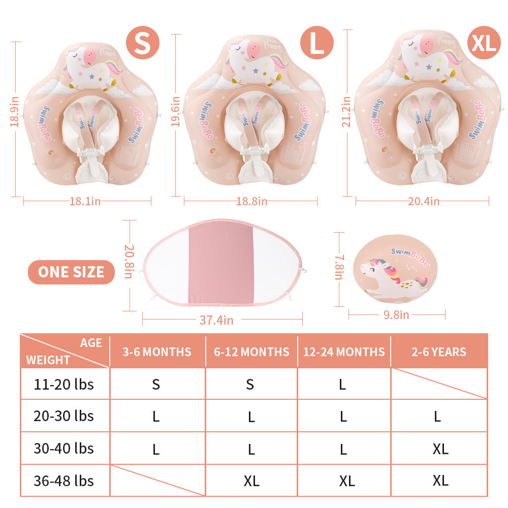 Flotteur Gonflable pour Bébé Swimbobo avec Canopy et Queue (3 Mois - 6 Ans)