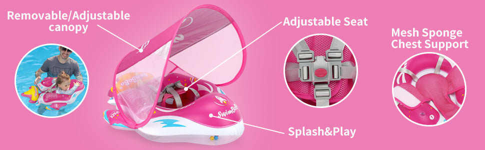 Bouée Bébé Swimbobo Gonflable avec Parasol et queue (6-36 Mois)
