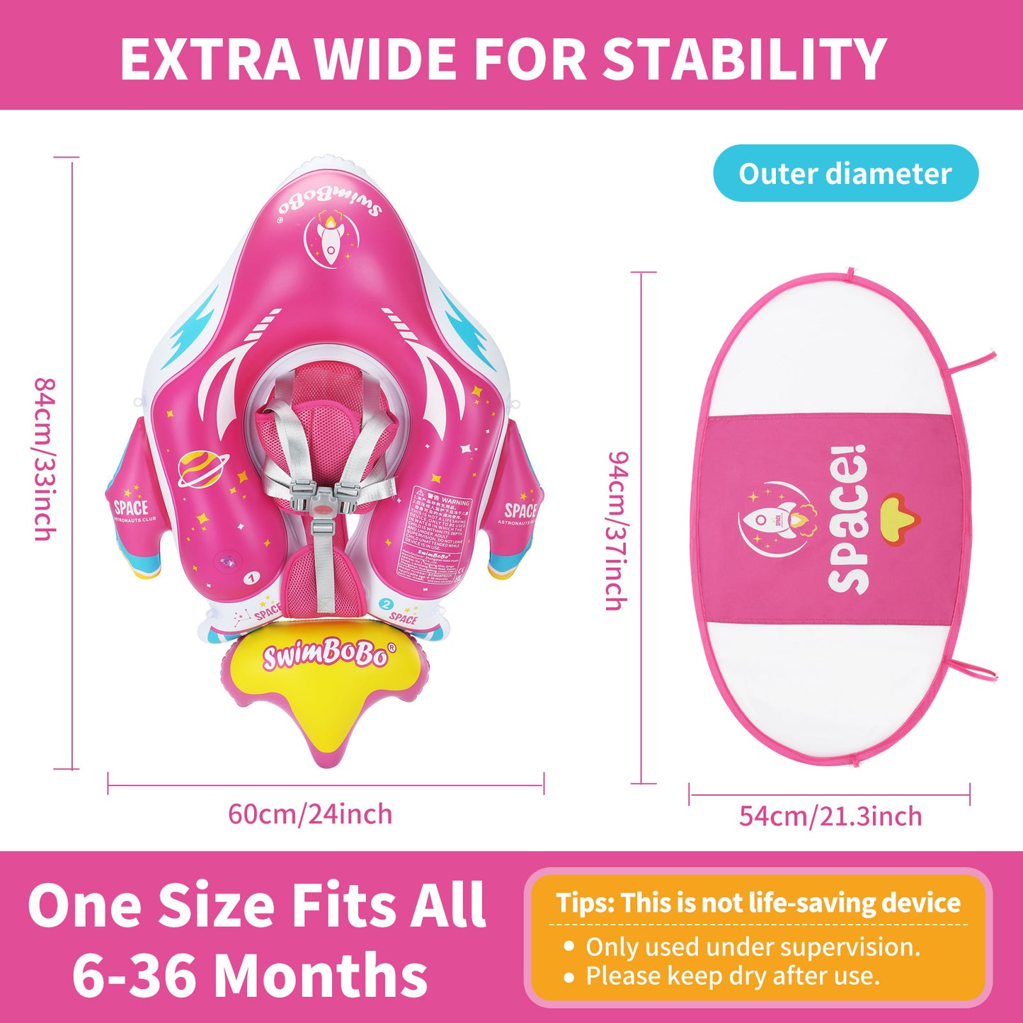 Bouée Bébé Swimbobo Gonflable avec Parasol et queue (6-36 Mois)