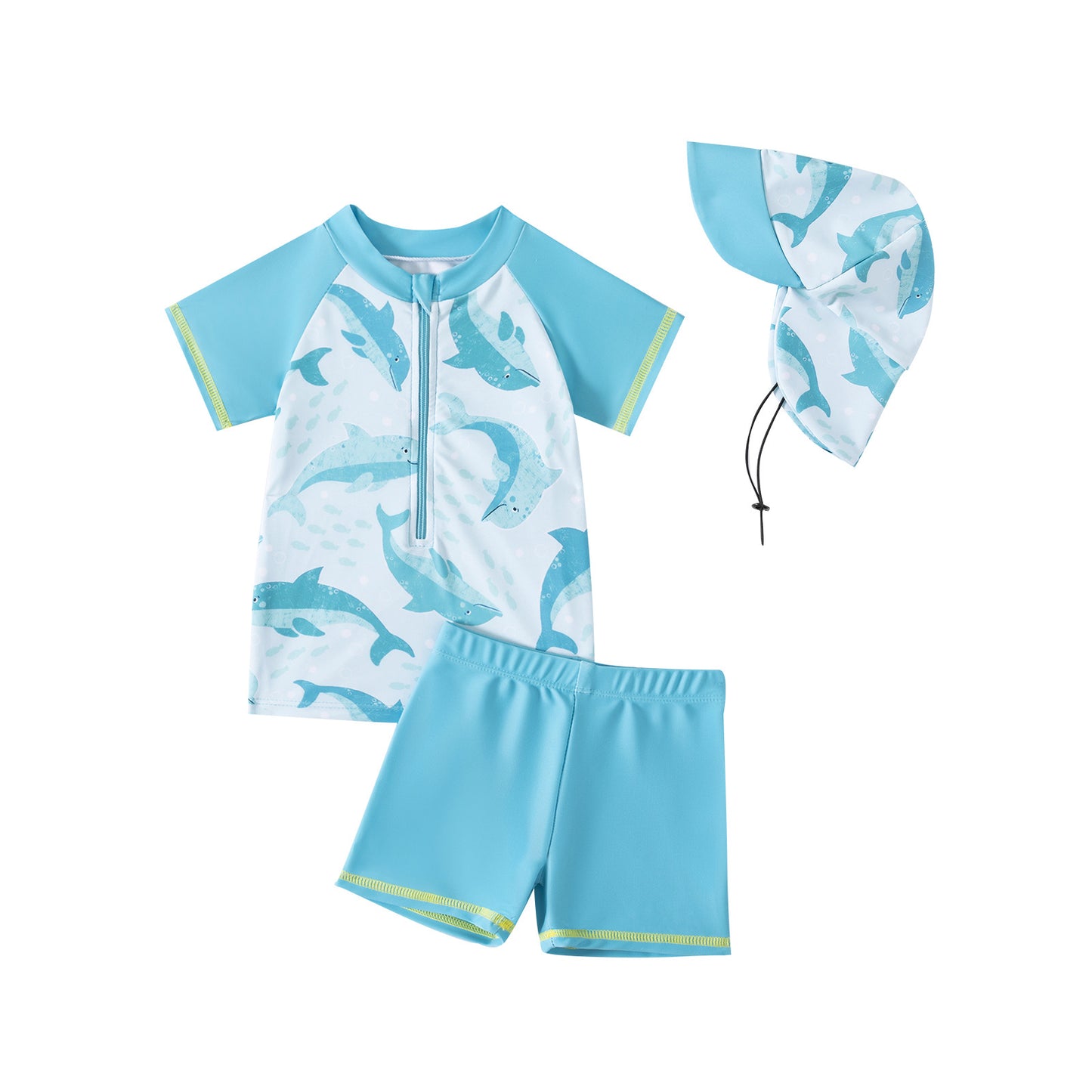 Maillot de Bain 3 Pièces pour Bébés et Tout-Petits avec Chapeau Amovible (3 Mois - 4 Ans)