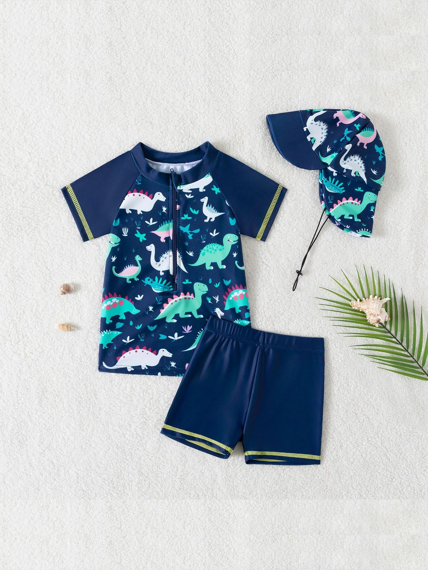Maillot de Bain 3 Pièces pour Bébés et Tout-Petits avec Chapeau Amovible (3 Mois - 4 Ans)