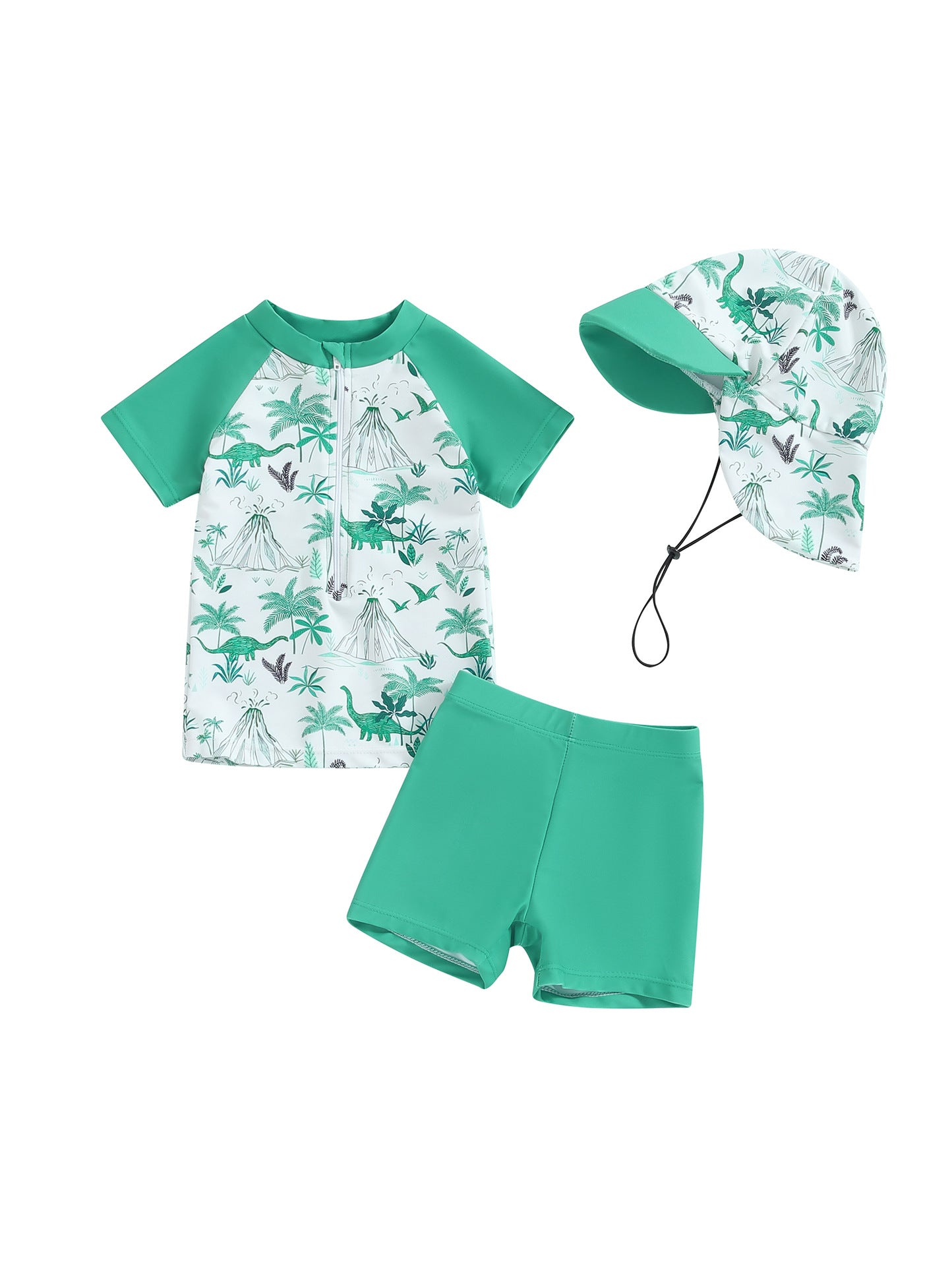 Maillot de Bain 3 Pièces pour Bébés et Tout-Petits avec Chapeau Amovible (3 Mois - 4 Ans)