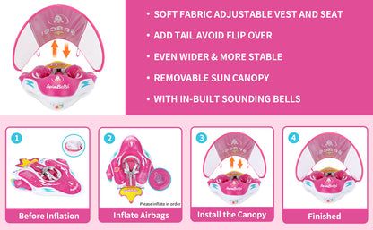 Bouée Bébé Swimbobo Gonflable avec Parasol et queue (6-36 Mois)