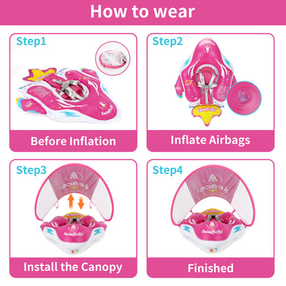 Bouée Bébé Swimbobo Gonflable avec Parasol et queue (6-36 Mois)